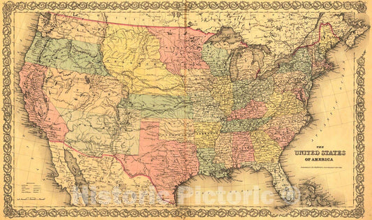 Historic Map : 1855 The United States of America : Vintage Wall Art