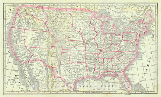 Historic Map : 1855 United States : Vintage Wall Art