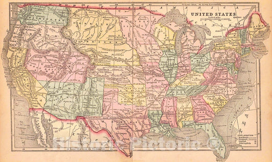 Historic Map : 1857 United States : Vintage Wall Art