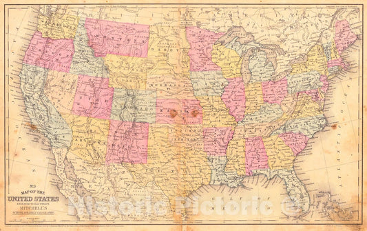 Historic Map : 1858 No. 5 Map of the United States : Vintage Wall Art