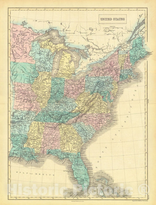 Historic Map : 1860 United States : Vintage Wall Art
