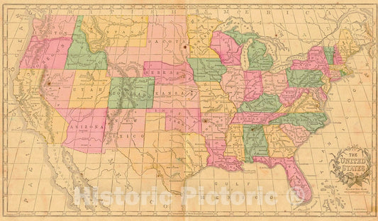 Historic Map : 1860 The United States : Vintage Wall Art