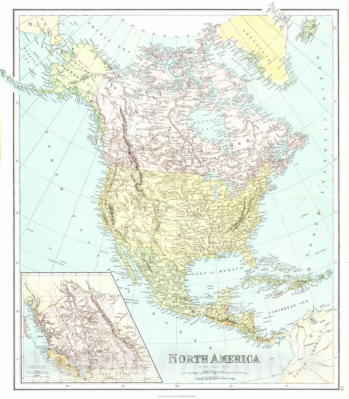 Historic Map : 1864 North America : Vintage Wall Art