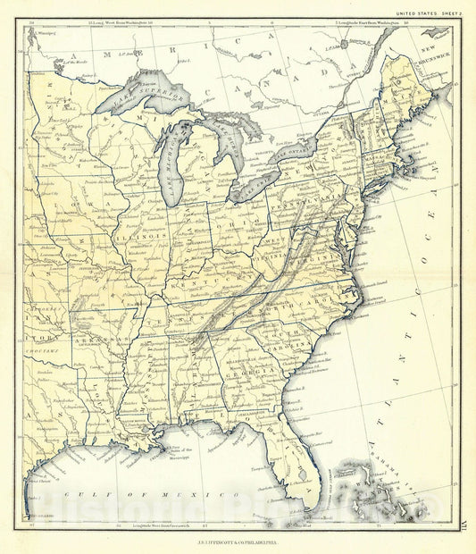 Historic Map : 1869 United States (Sheet 2) : Vintage Wall Art