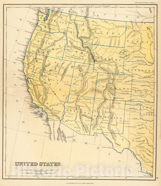 Historic Map : 1869 United States (Sheet 1) : Vintage Wall Art