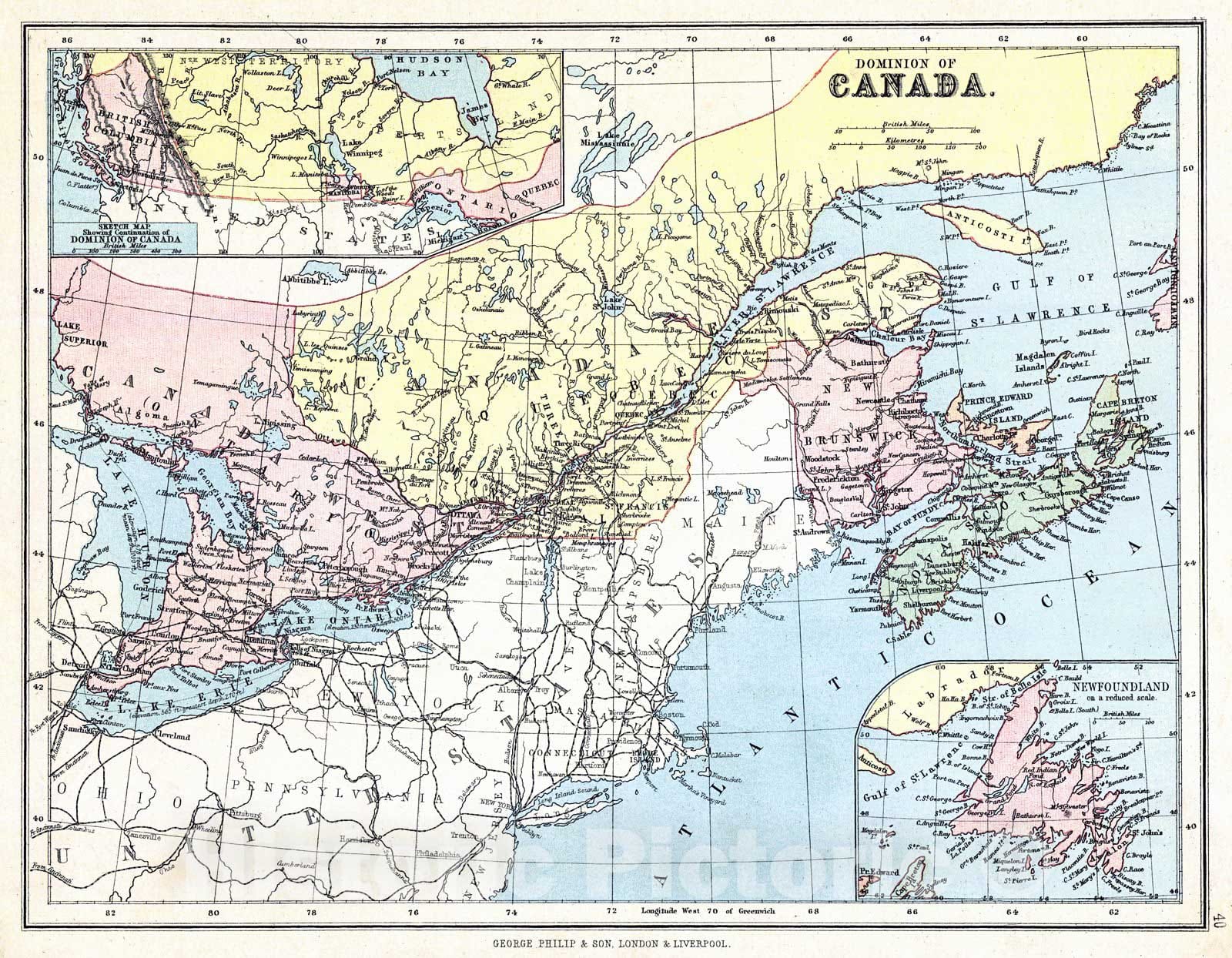 Historic Map : 1880 Dominion of Canada : Vintage Wall Art
