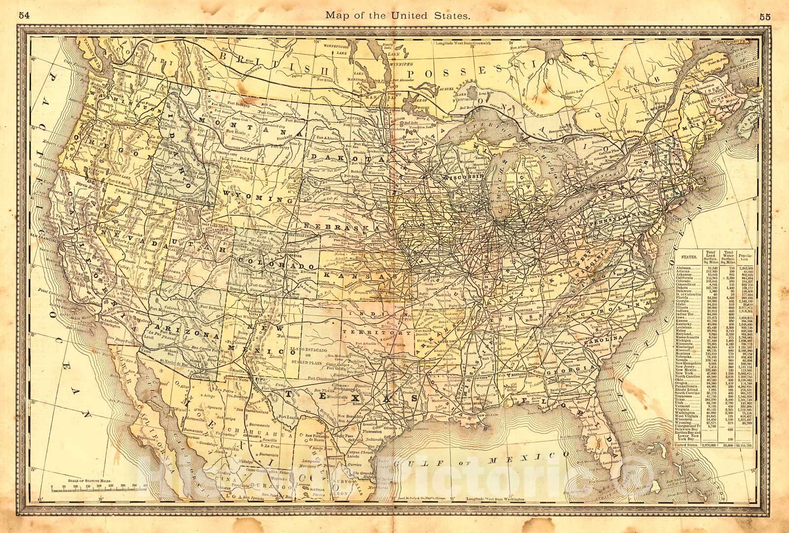 Historic Map : 1883 Map of the United States : Vintage Wall Art