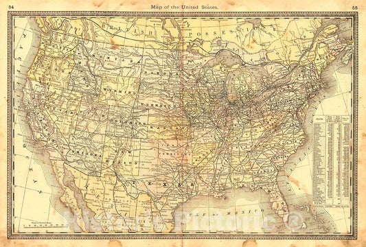 Historic Map : 1883 Map of the United States : Vintage Wall Art