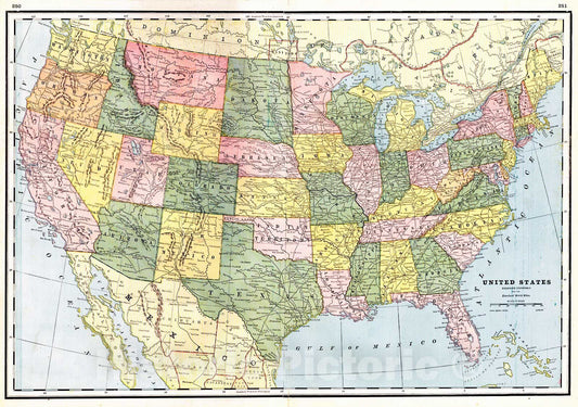 Historic Map : 1887 United States : Vintage Wall Art