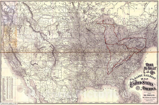 Historic Map : 1890 Handy Railroad Map of the United States of America : Vintage Wall Art