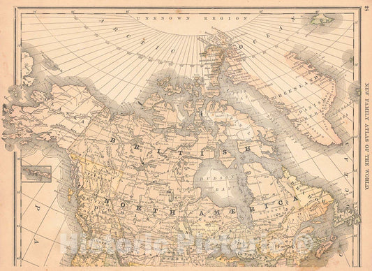 Historic Map : 1890 North America : Vintage Wall Art