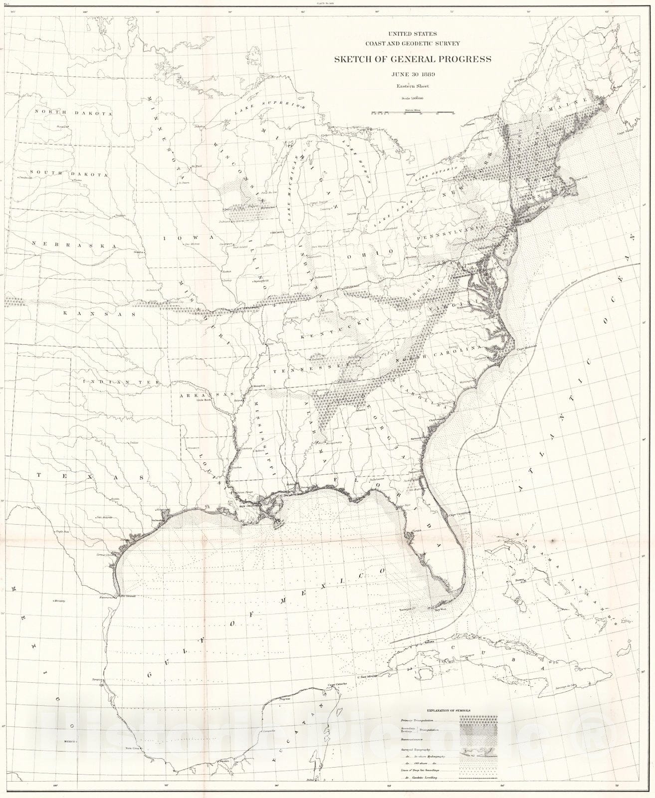 Historic Map : 1890 Sketch of General Progress (eastern Sheet)  : Vintage Wall Art