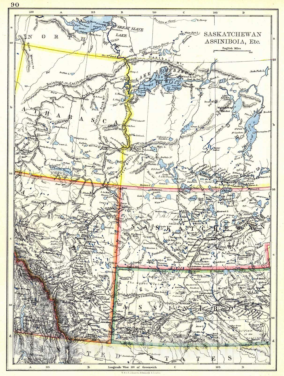 Historic Map : 1897 Saskatchewan, Assiniboia, etc. : Vintage Wall Art