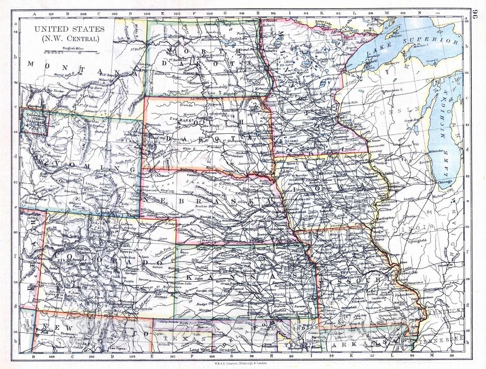 Historic Map : 1897 United States (N.W. Central) : Vintage Wall Art