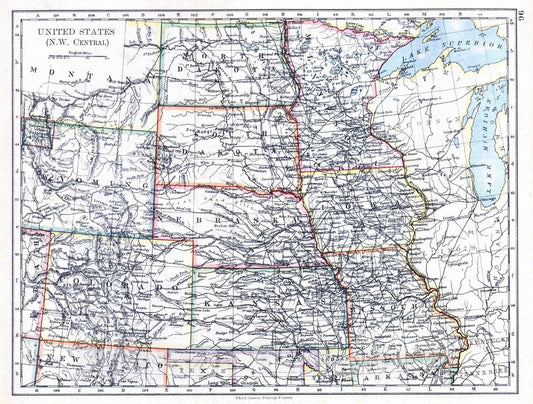 Historic Map : 1897 United States (N.W. Central) : Vintage Wall Art