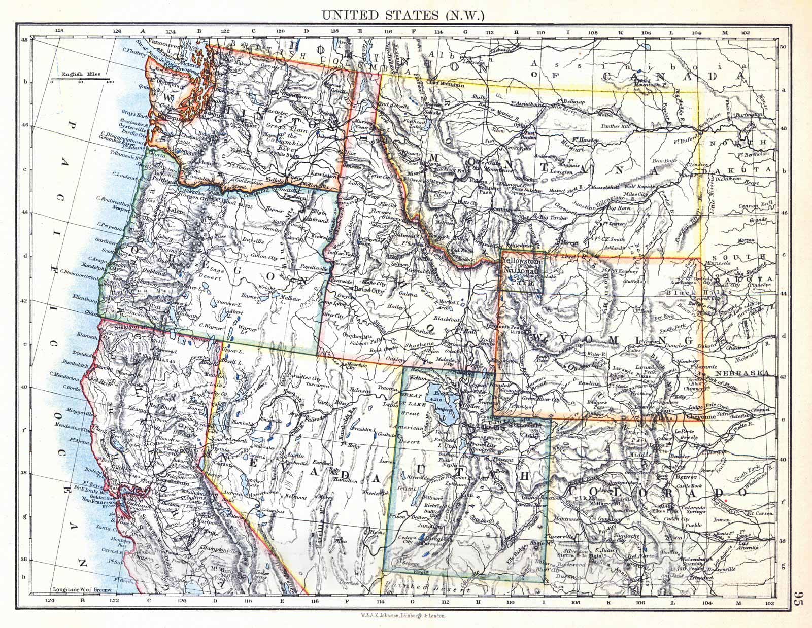 Historic Map : 1897 United States (N.W.) : Vintage Wall Art