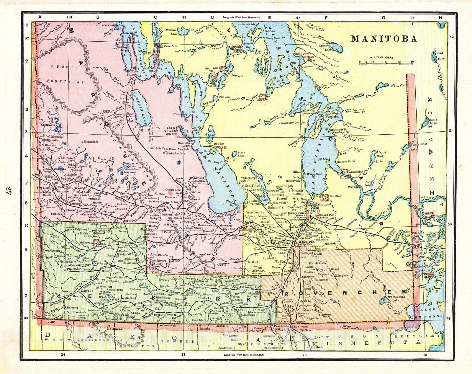 Historic Map : 1898 Manitoba : Vintage Wall Art