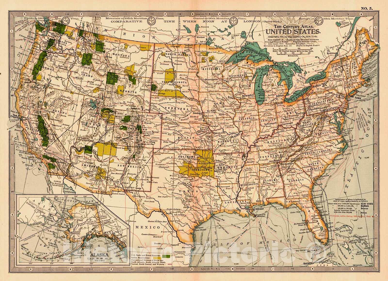 Historic Map : 1899 United States : Vintage Wall Art