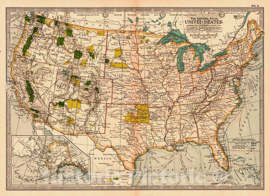 Historic Map : 1899 United States : Vintage Wall Art
