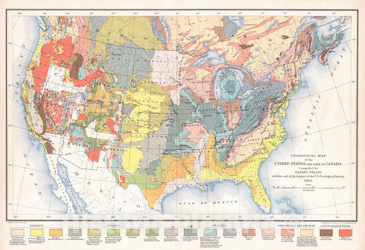 Historic Map : 1903 Geological Map of the United States and Part of Canada : Vintage Wall Art