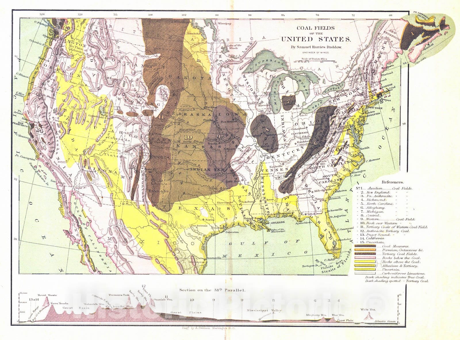 Historic Map : 1905 Coal Fields of the United States : Vintage Wall Art