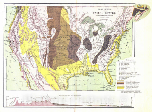 Historic Map : 1905 Coal Fields of the United States : Vintage Wall Art
