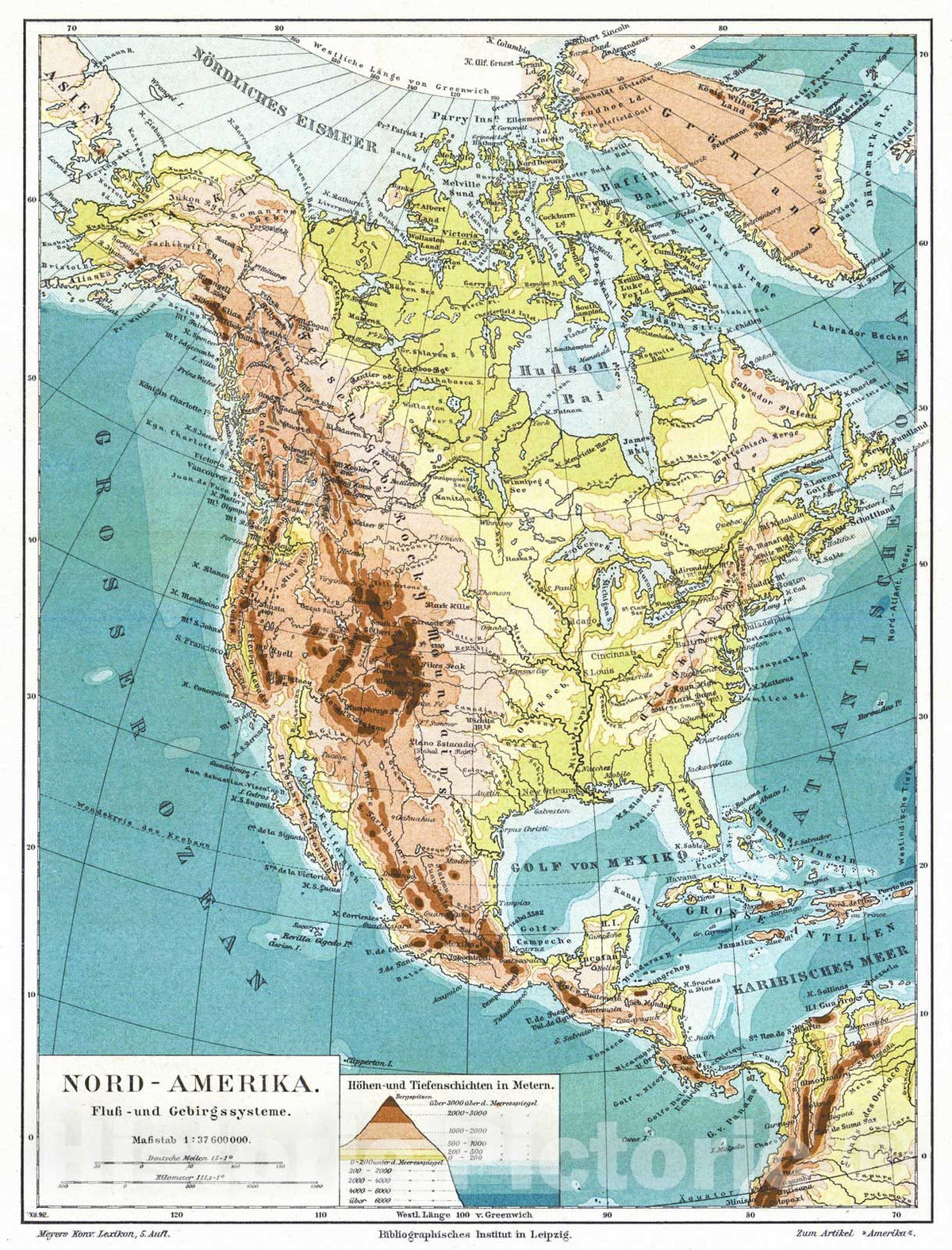 Historic Map : 1906 Nord-Amerika : Vintage Wall Art