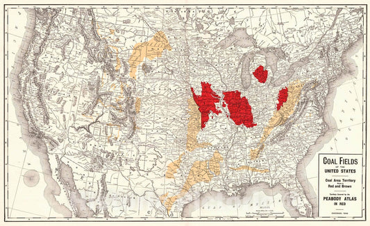 Historic Map : 1906 Coal Fields of the United States : Vintage Wall Art