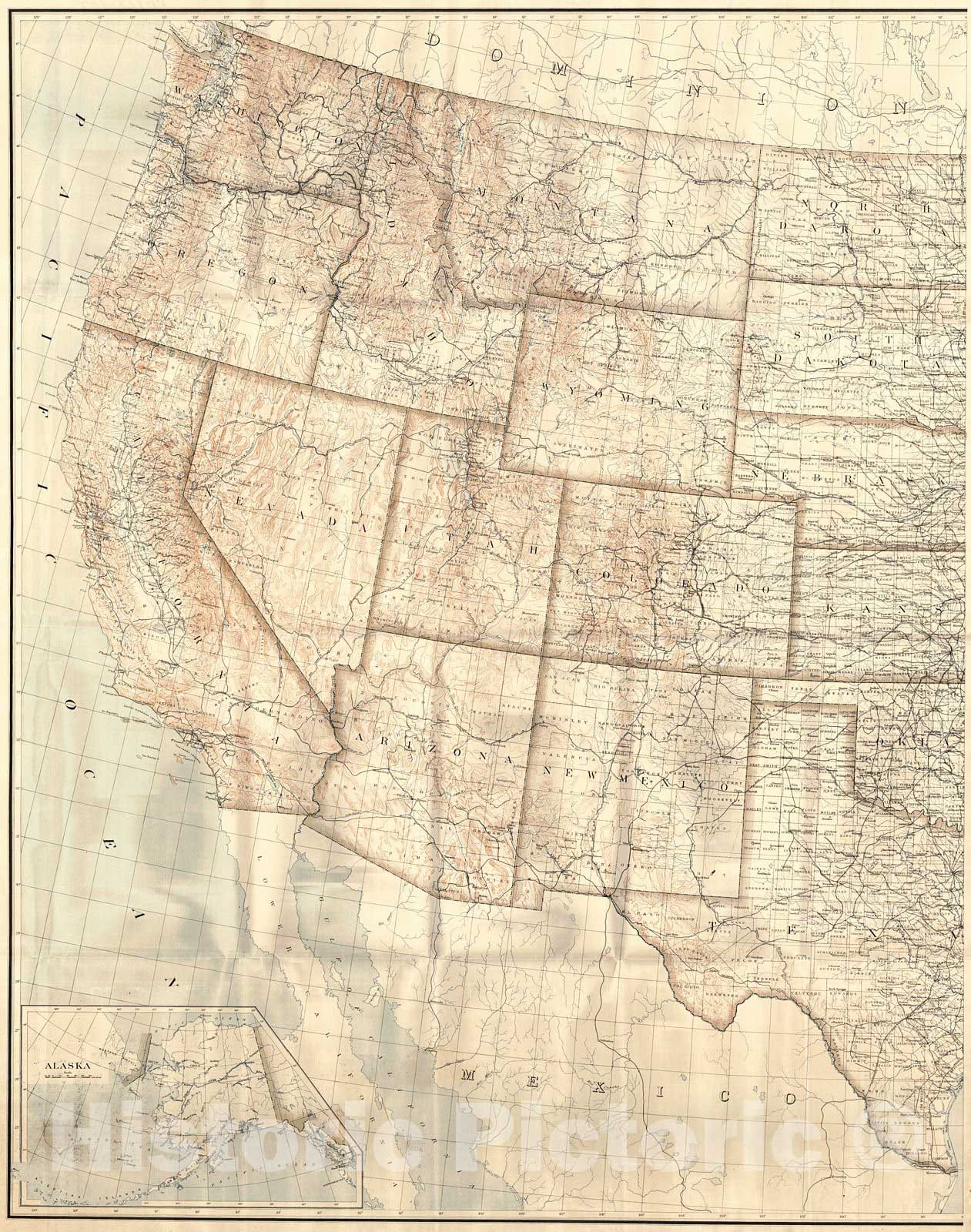 Historic Map : 1914 United States : Vintage Wall Art