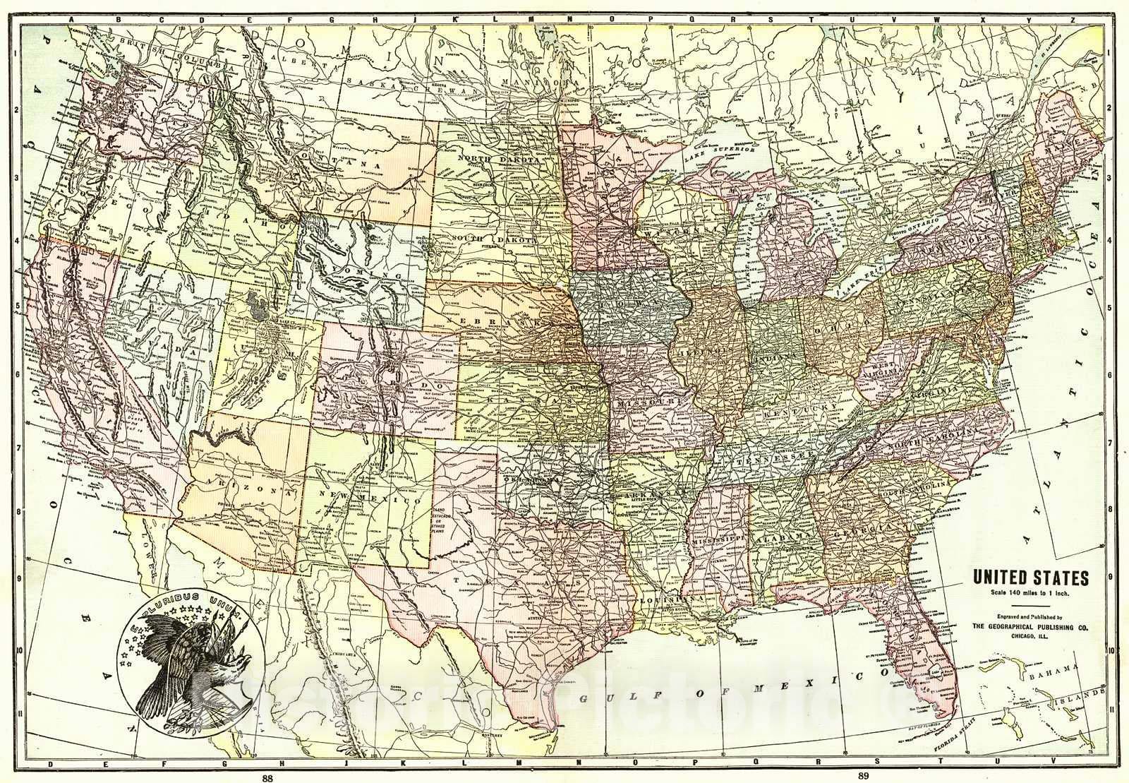 Historic Map : 1922 United States : Vintage Wall Art
