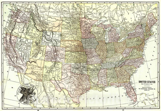 Historic Map : 1922 United States : Vintage Wall Art