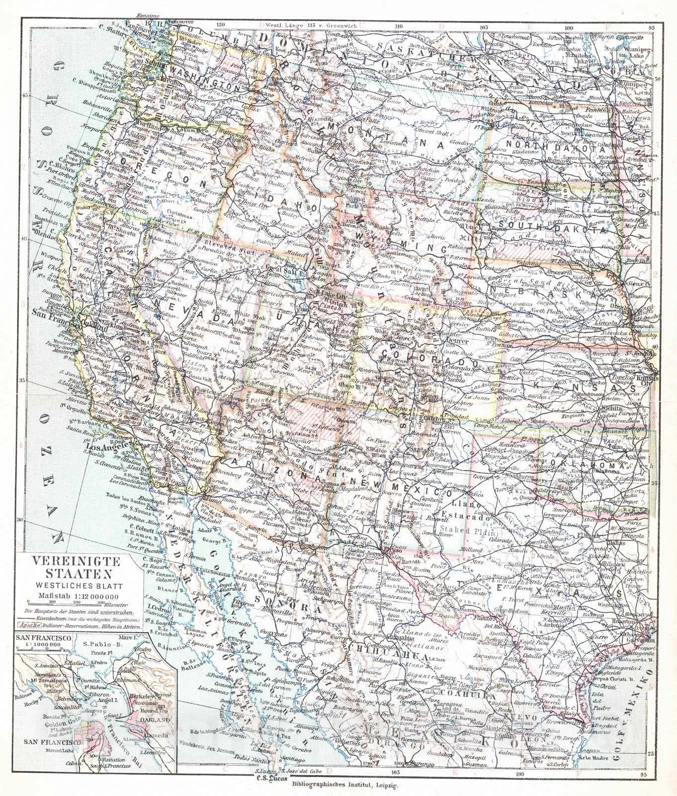 Historic Map : 1924 Vereinigte Staaten Westliches Blatt : Vintage Wall Art