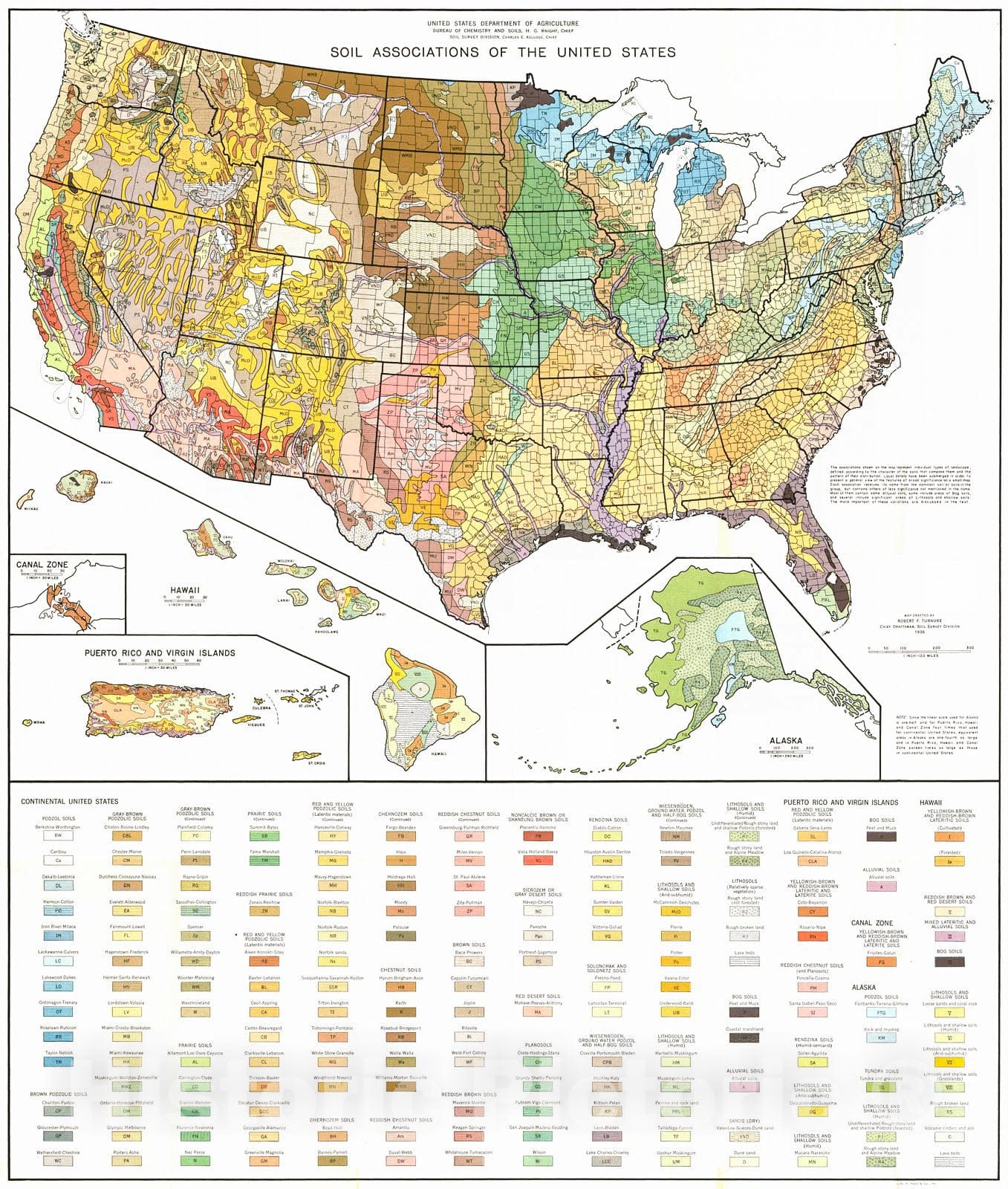 Historic Map : 1938 Soil Association of the United States  : Vintage Wall Art