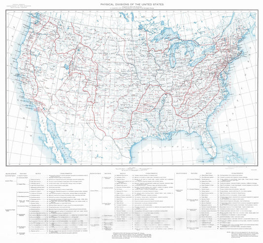 Historic Map : 1946 Physical Divisions of the United States  : Vintage Wall Art