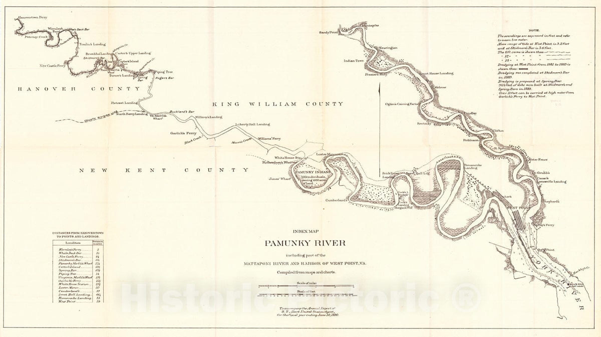 Historic Map : 1890 Index Map, Pamunky River : Vintage Wall Art