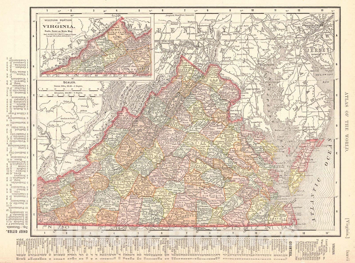 Historic Map : 1898 Virginia : Vintage Wall Art