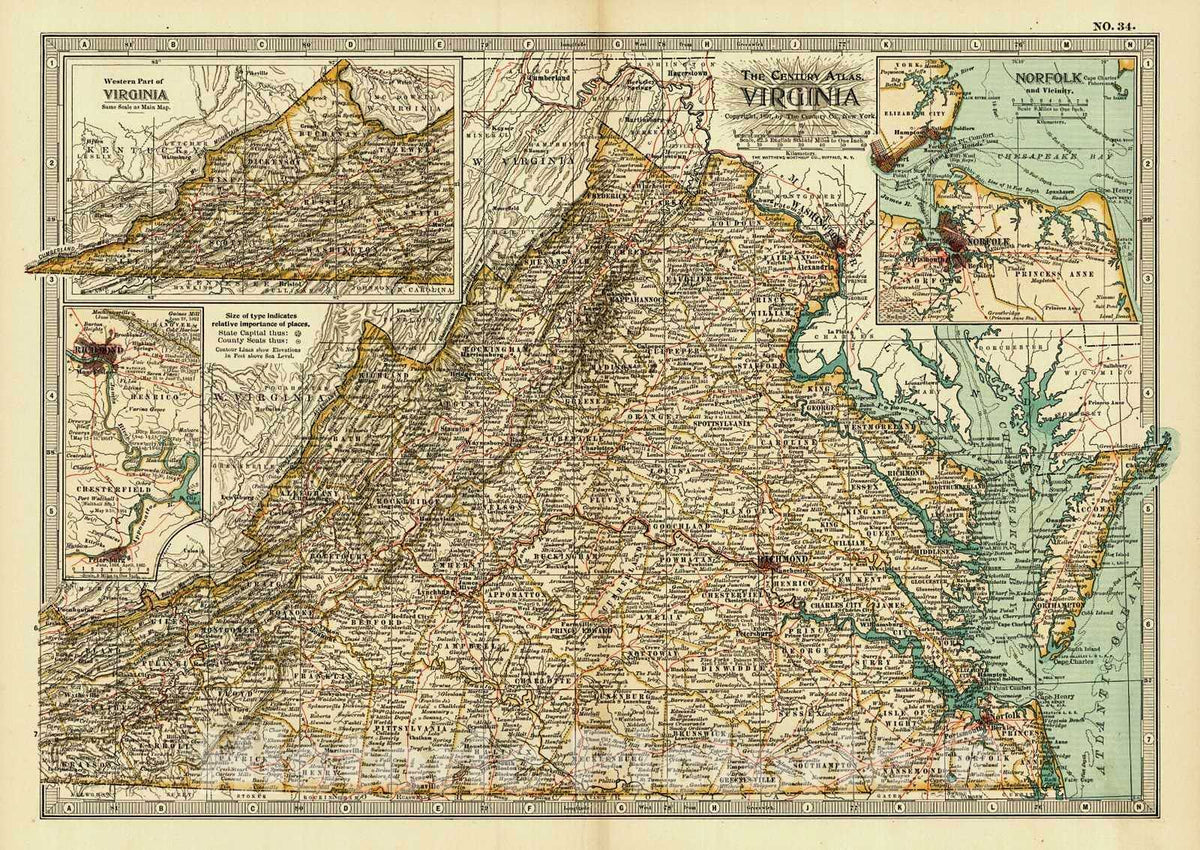Historic Map : 1899 Virginia : Vintage Wall Art