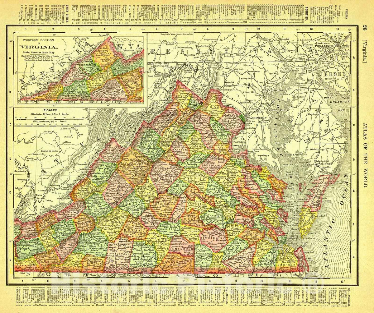 Historic Map : 1905 Virginia : Vintage Wall Art