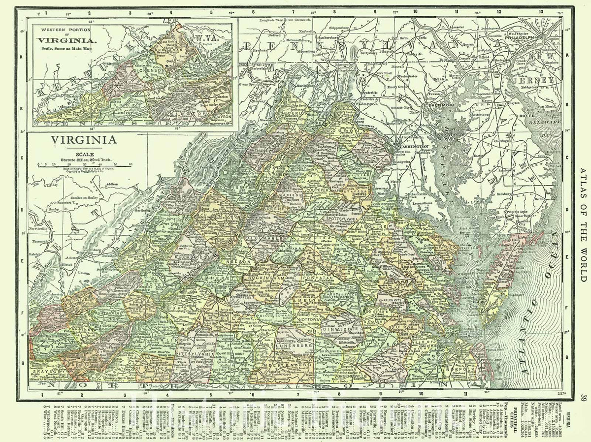Historic Map : 1916 Virginia : Vintage Wall Art