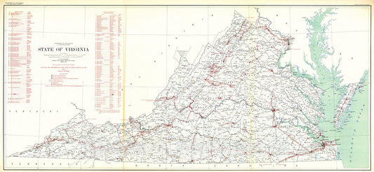 Historic Map : 1925 State of Virginia [overprinted with Stations and Transmission Lines Used in Public Service in 1925 and Gaging Stations] : Vintage Wall Art