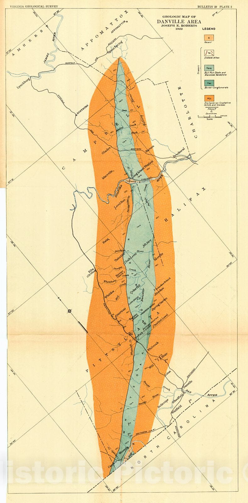 Historic Map : 1927 Geologic Map of the Danville Area : Vintage Wall Art
