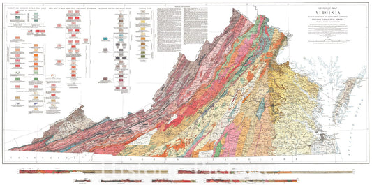 Historic Map : 1928 Geological Map of Virginia : Vintage Wall Art
