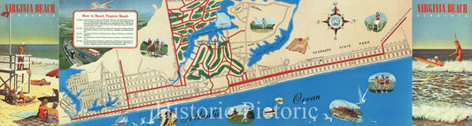 Historic Map : 1946 Virginia Beach, Virginia : Vintage Wall Art