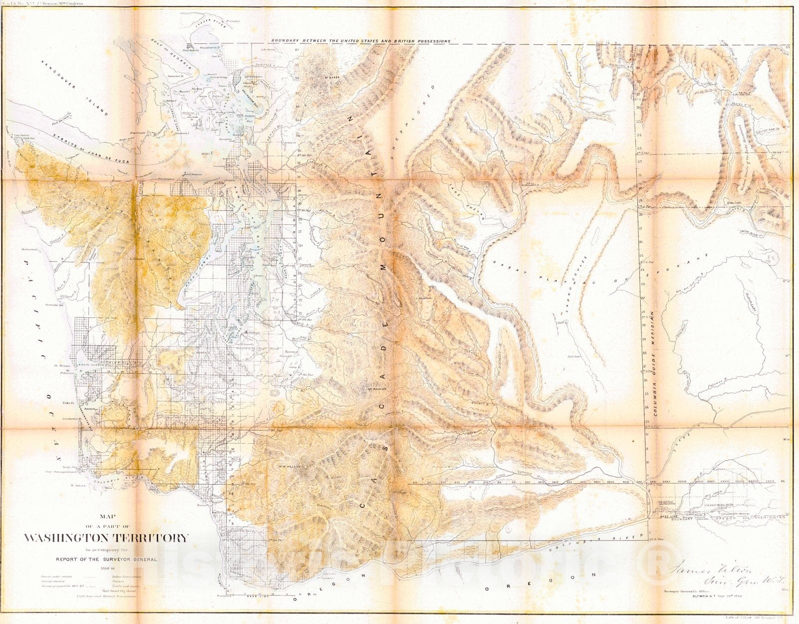 Historic Map : 1861 Map of Part of Washington Territory to accompany report of the Surveyor General  : Vintage Wall Art