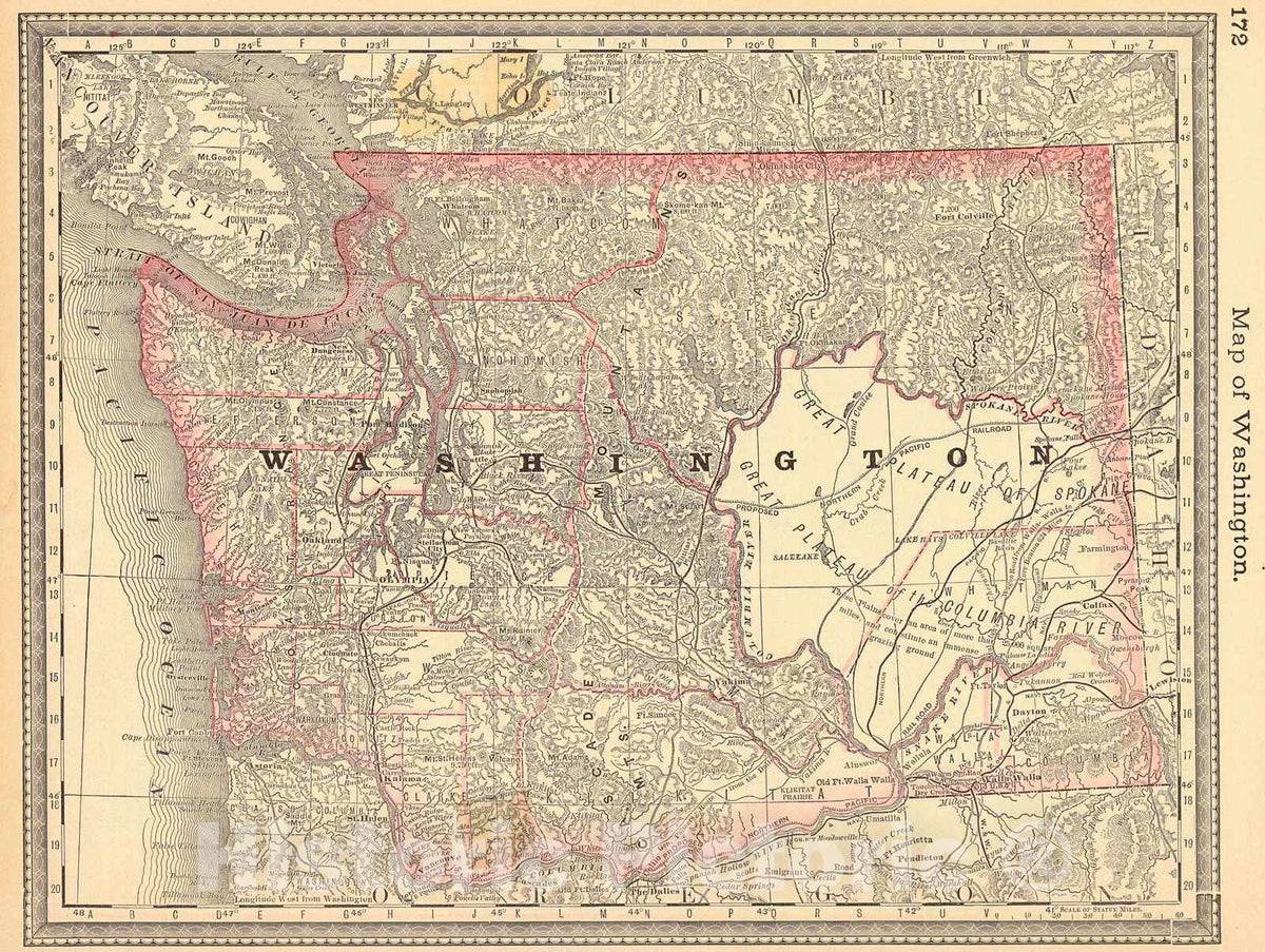 Historic Map : 1882 Map of Washington : Vintage Wall Art