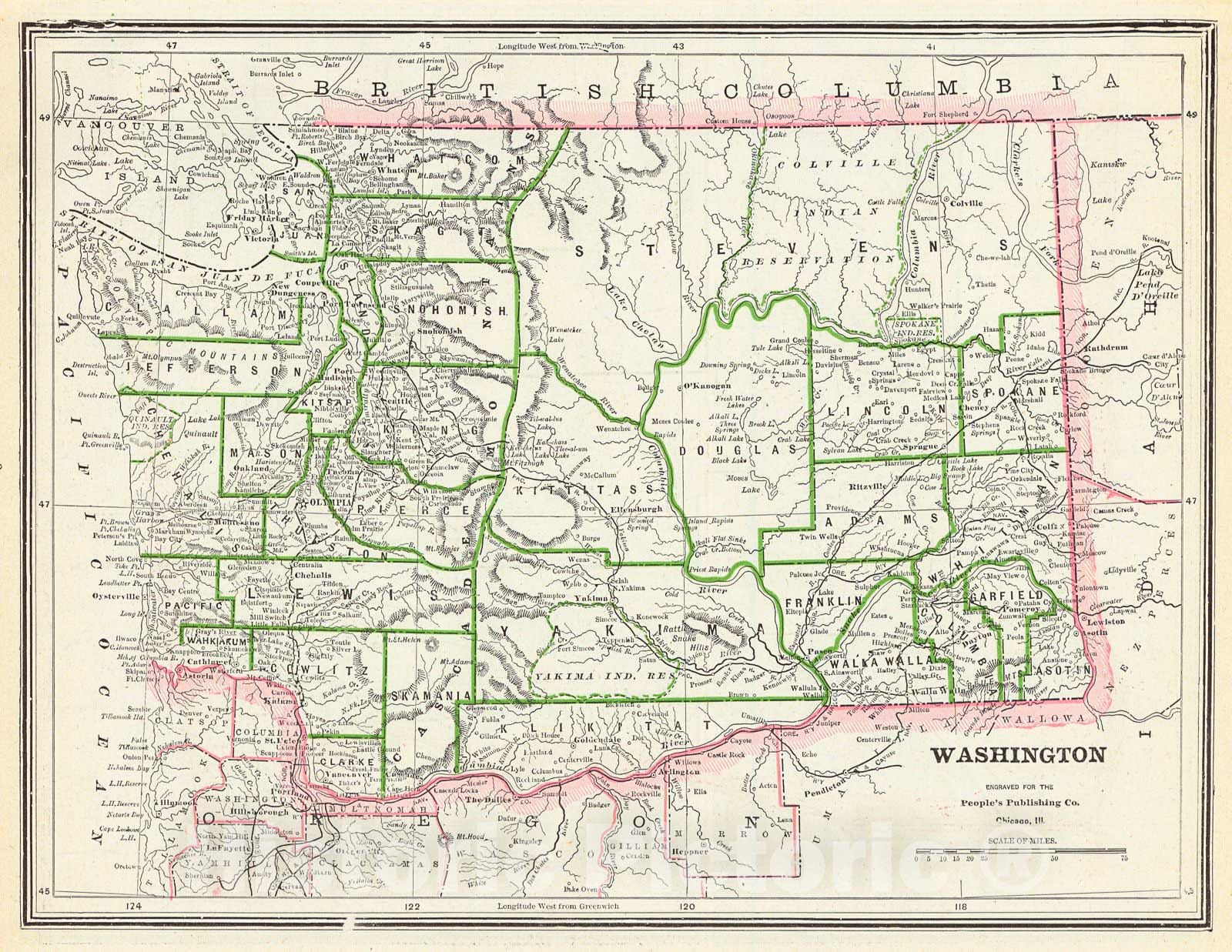Historic Map : 1888 Washington : Vintage Wall Art