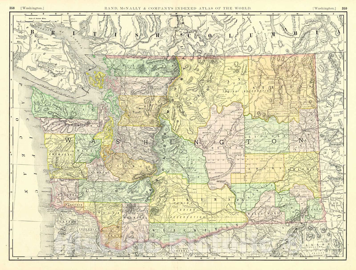 Historic Map : 1891 Washington : Vintage Wall Art