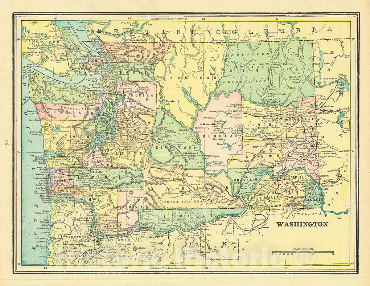 Historic Map : 1893 Washington : Vintage Wall Art