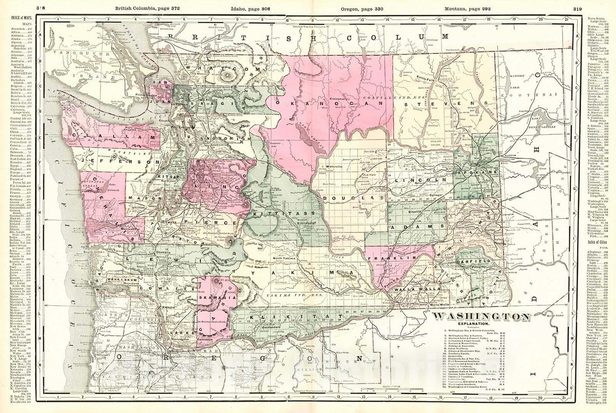 Historic Map : 1895 Washington : Vintage Wall Art
