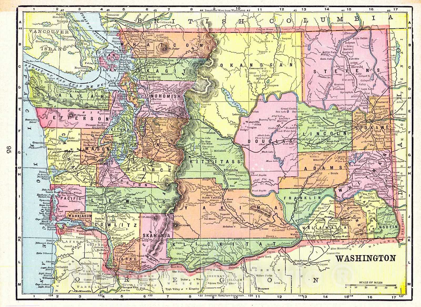 Historic Map : 1898 Washington : Vintage Wall Art